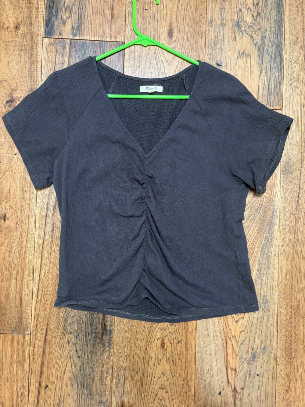 Madewell Black Textured V-Neck